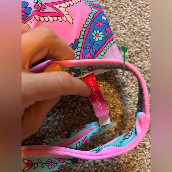 Victoria's Secret Floral Bikini with Pink and Green and gold Accents pushup - Picture 5 of 9